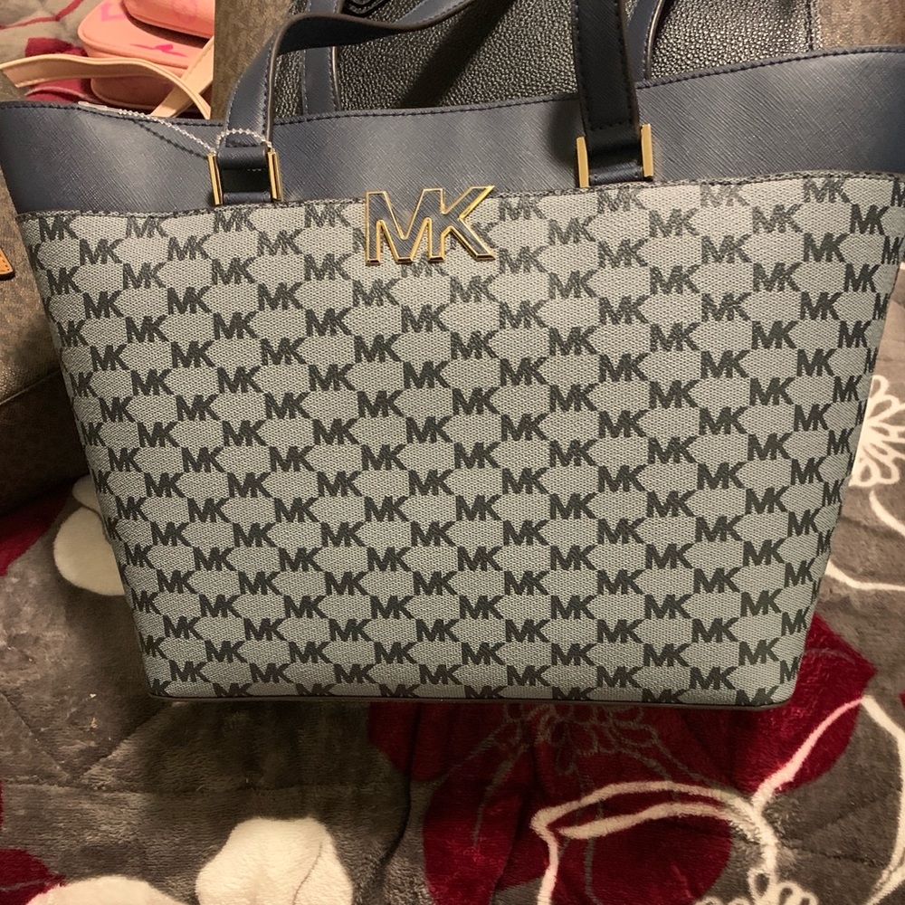 Michael Kors Navy and Gray Monogram Tote